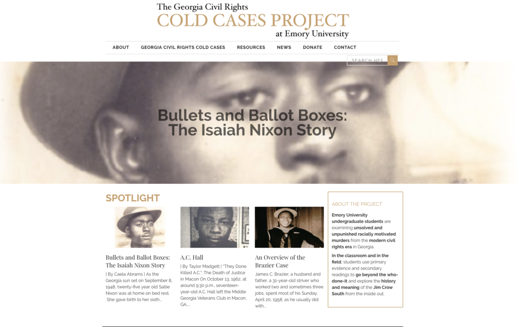 Screenshot of Emory Cold Cases website